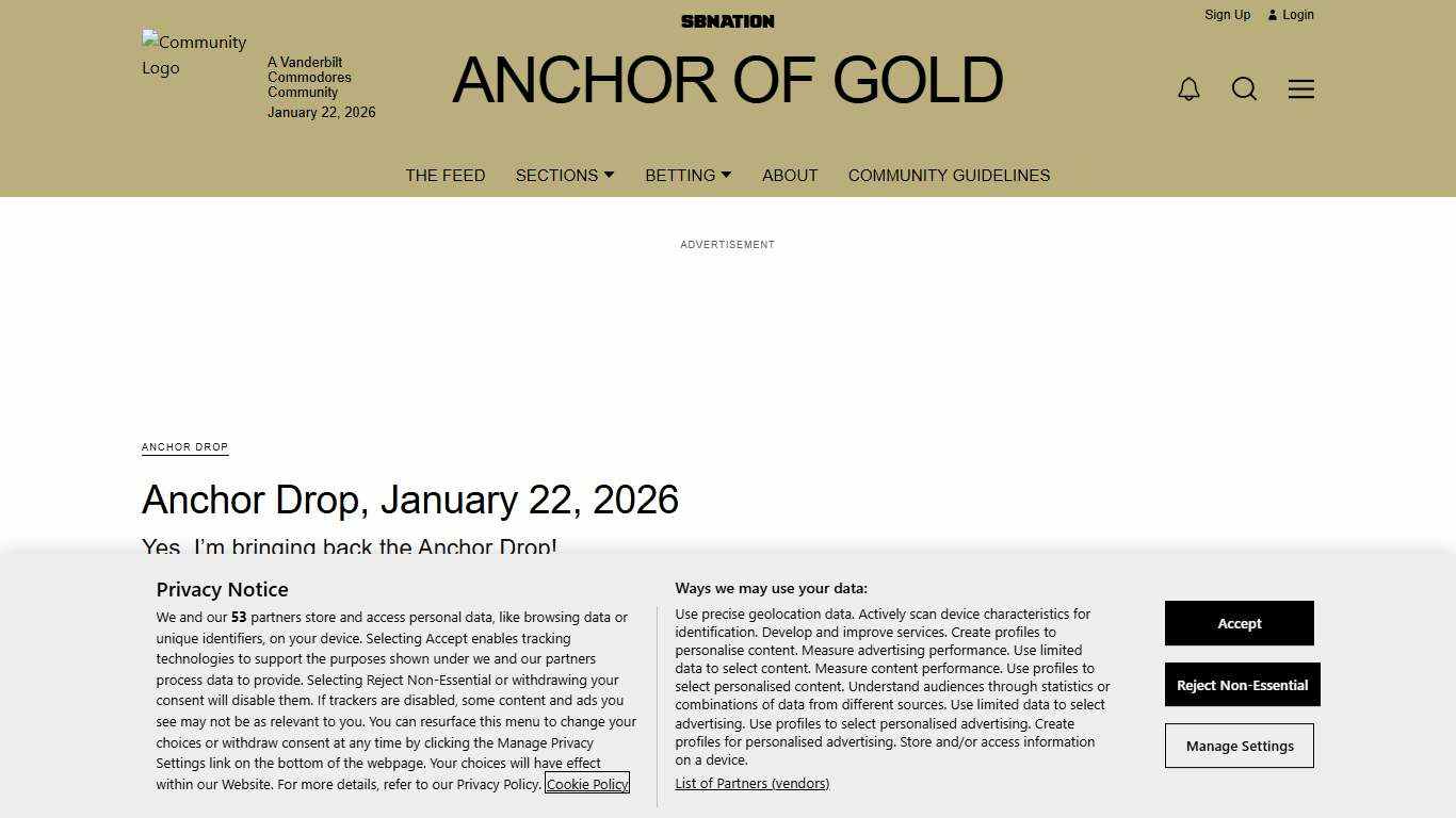 Anchor Drop, January 22, 2026 Anchor Of Gold